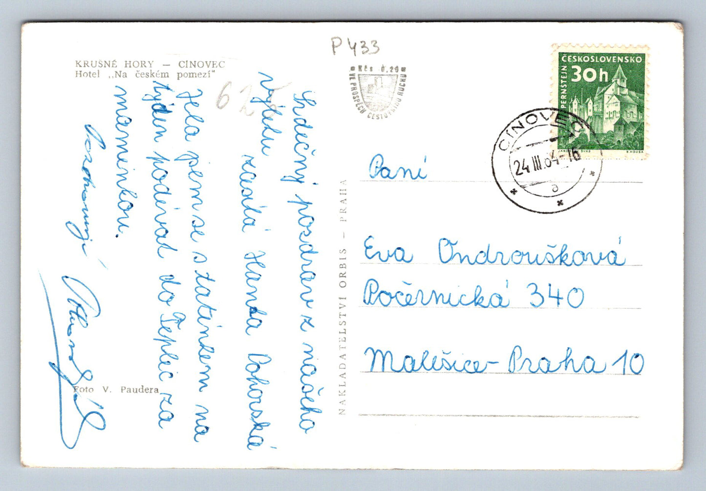 Pohlednice KRUŠNÉ HORY - CINOVEC (P433)