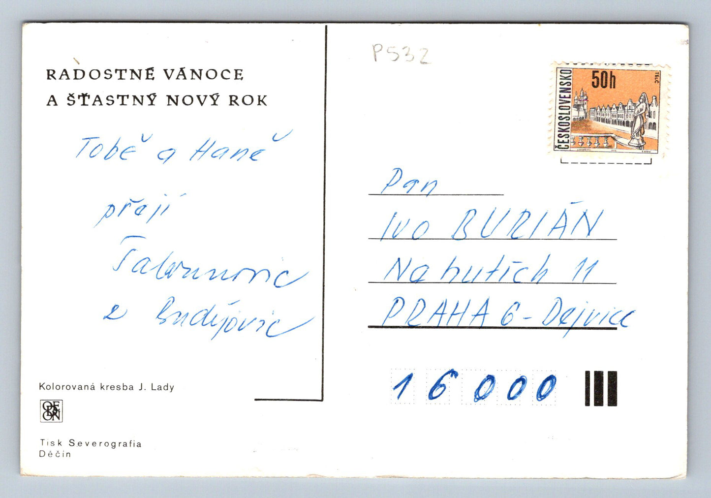 Pohlednice Josef Lada - RADOSTNÉ VÁNOCE A ŠŤÁSTNÝ NOVÝ ROK (P532)