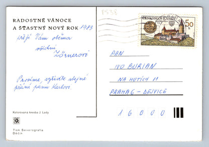 Pohlednice Josef Lada - RADOSTNÉ VÁNOCE A ŠŤÁSTNÝ NOVÝ ROK (P538)
