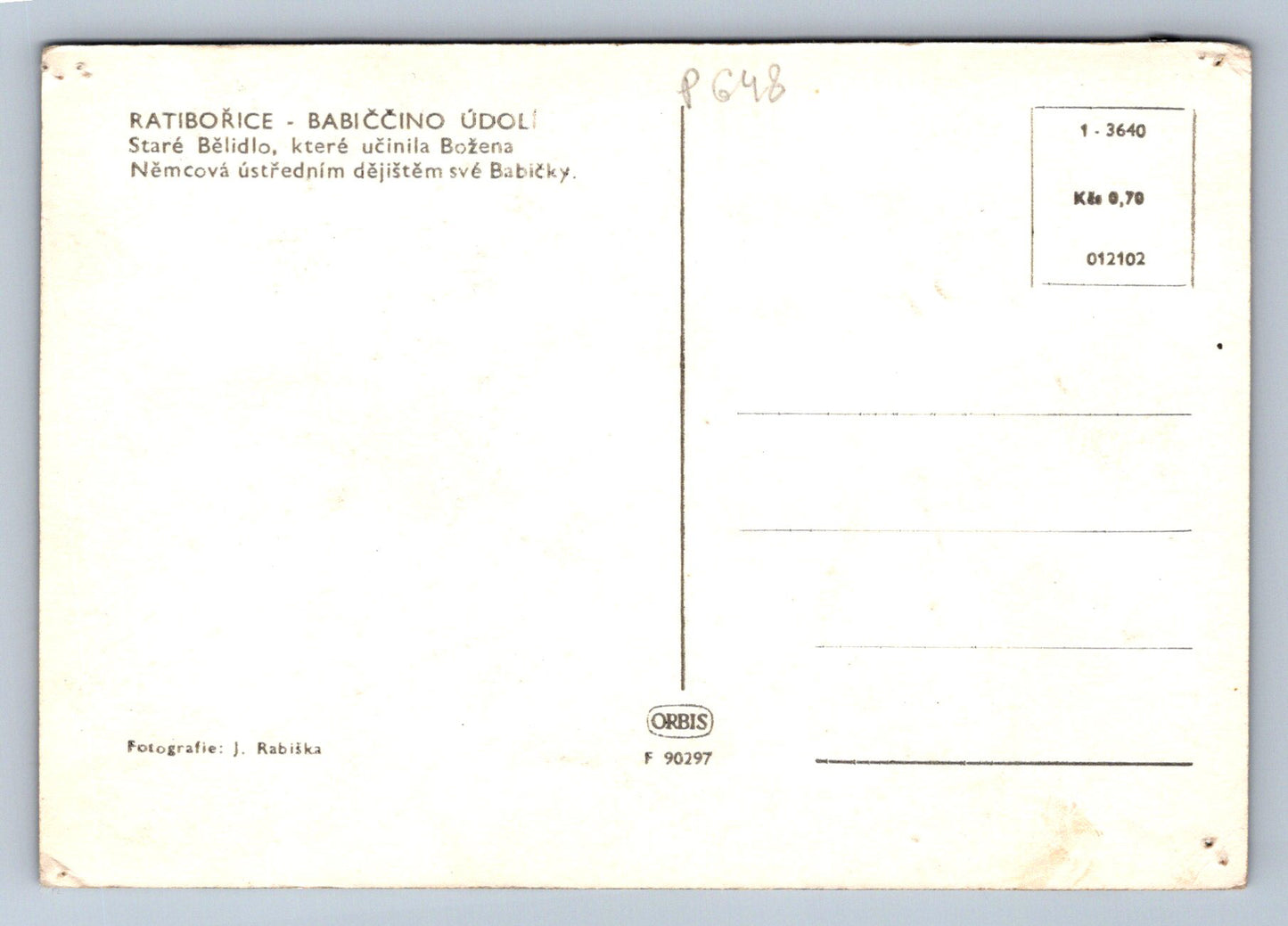 Pohlednice RATIBOŘICE - BABIČČINO ÚDOLÍ (P648)