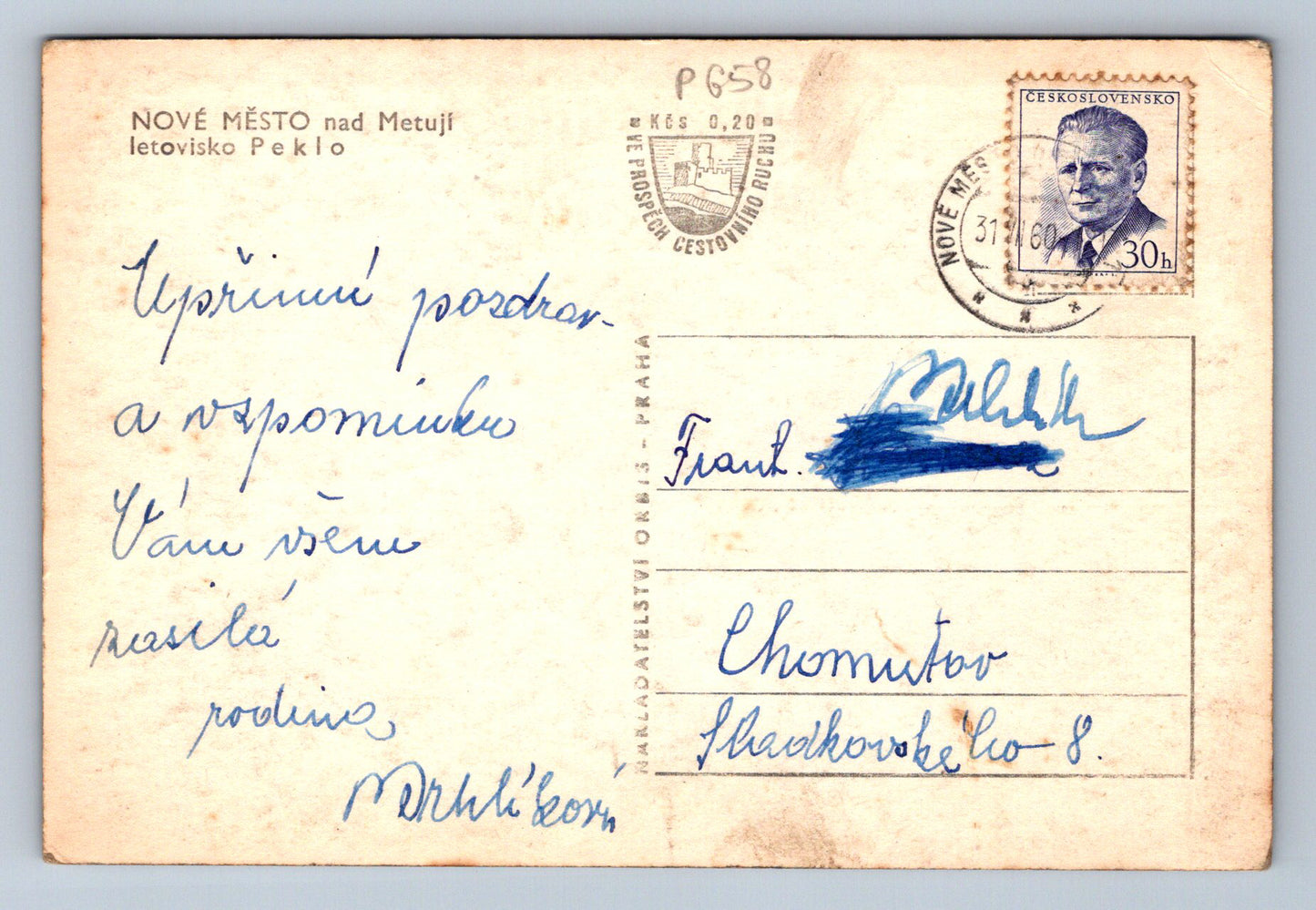 Pohlednice NOVÉ MĚSTO nad Metují - letovisko Peklo (P658)