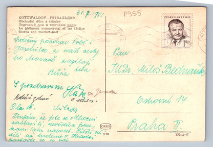 Pohlednice GOTTWALDOV - Obchodní dům a tržnice (P955)