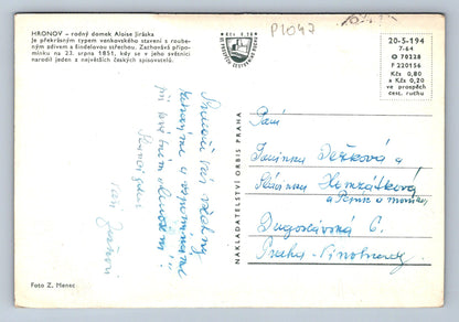 Pohlednice HRONOV - rodný domek Aloise Jiráska (P1047)