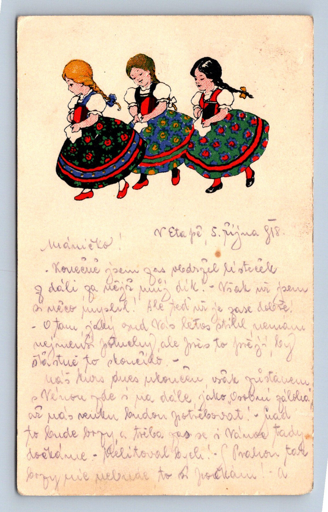 Pohlednice TŘI DÍVKY - ILUSTRACE (X23056)