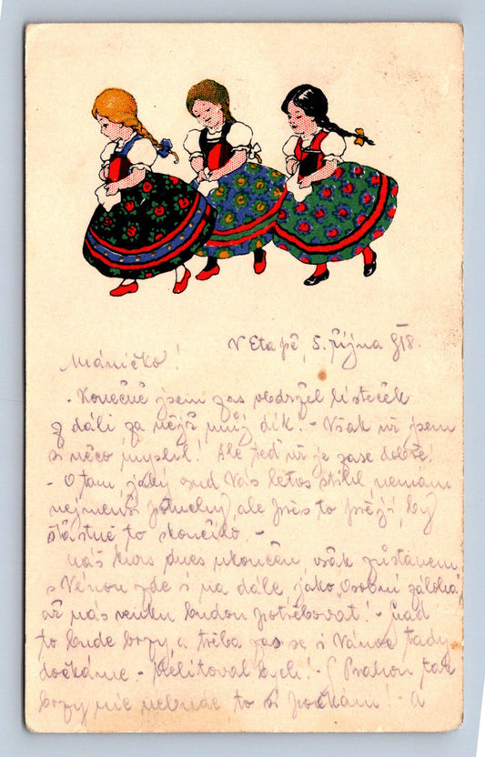 Pohlednice TŘI DÍVKY - ILUSTRACE (X23056)