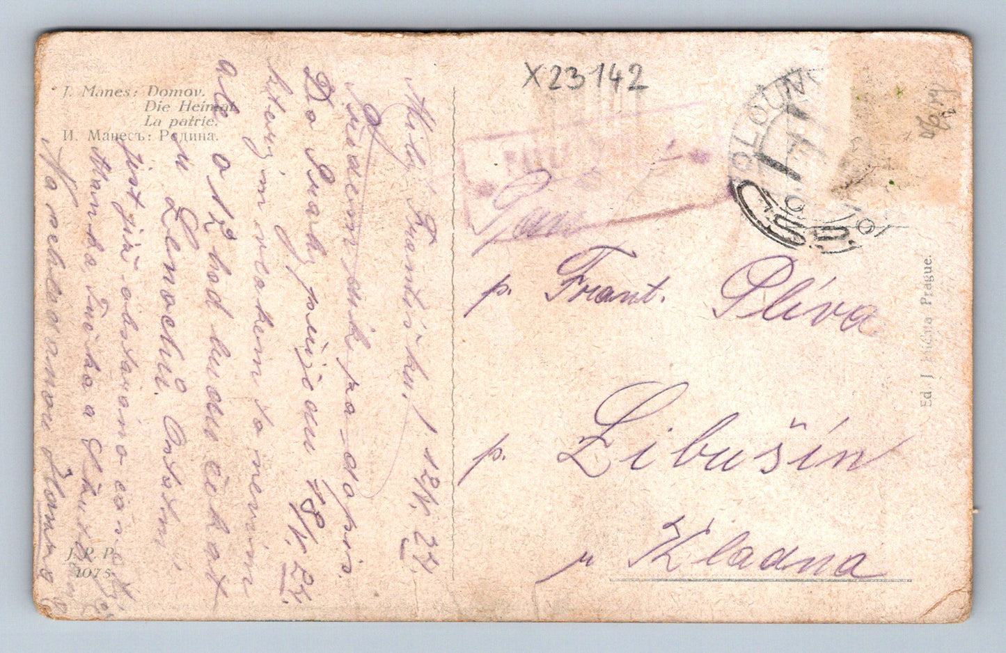 Pohlednice J. MANES: DOMOV (X23142)