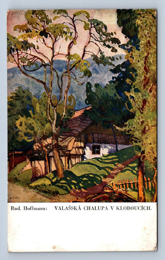 Pohlednice RUD. HOFFMAN - VALAŠSKÁ CHALUPA V KLOBOUCÍCH (X23228)