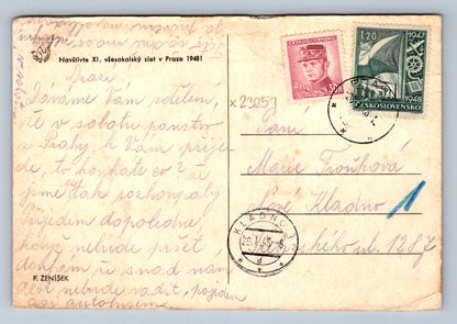 Pohlednice NAVŠTIVTE XI. VŠESOKOLSKÝ SLET V PRAZE 1948! (X23251)