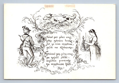 Pohlednice M. ALEŠ : SKÁKAL PES PŘES OVES... (X23252)