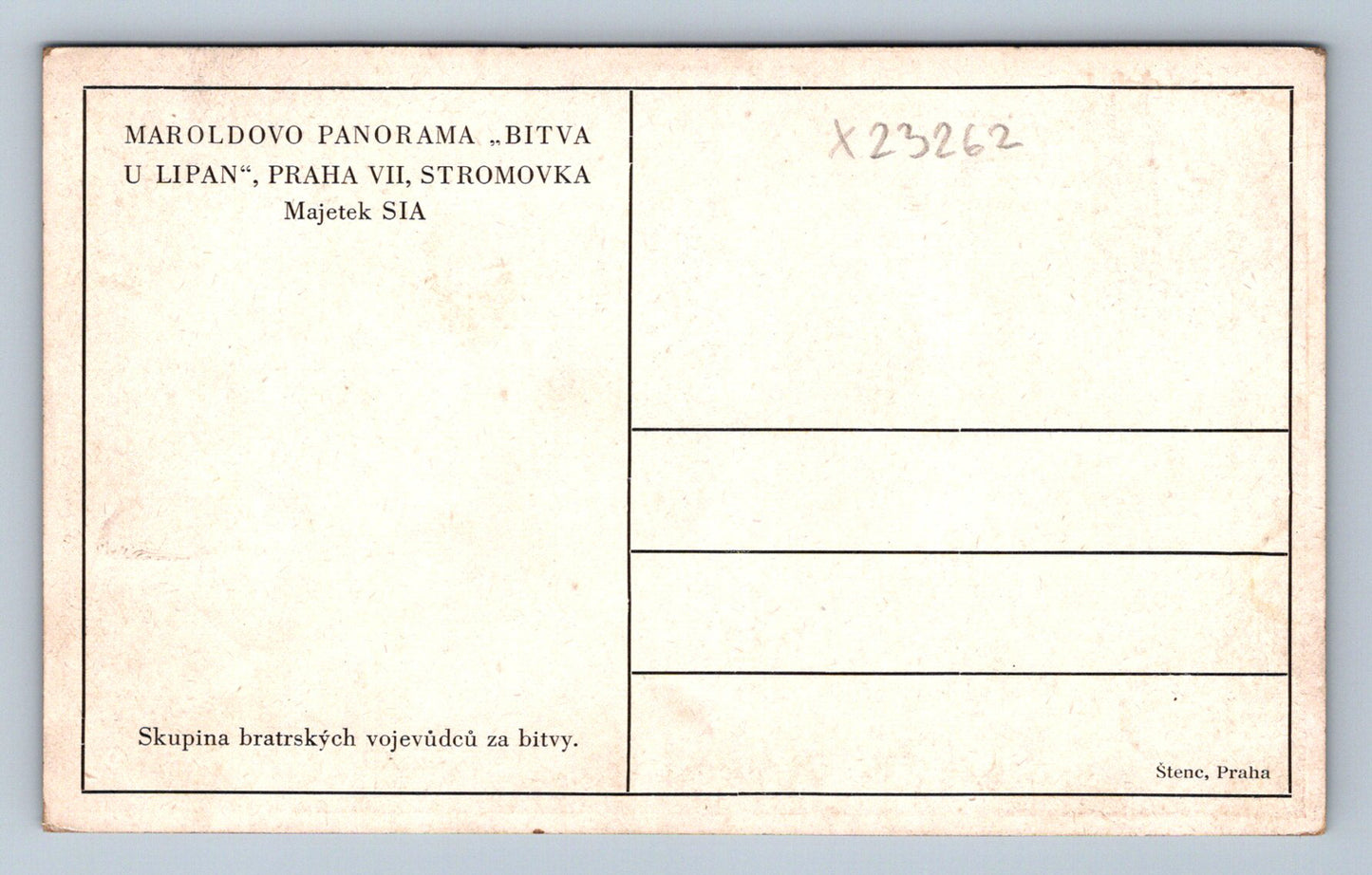 Pohlednice Maroldovo panorama – Bitva u Lipan, Praha VII (X23262)