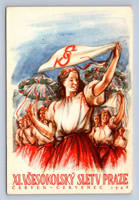 Pohlednice XI. VŠESOKOLSKÝ SLET V PRAZE ČERVEN ČERVENEC 1948 (X23274)