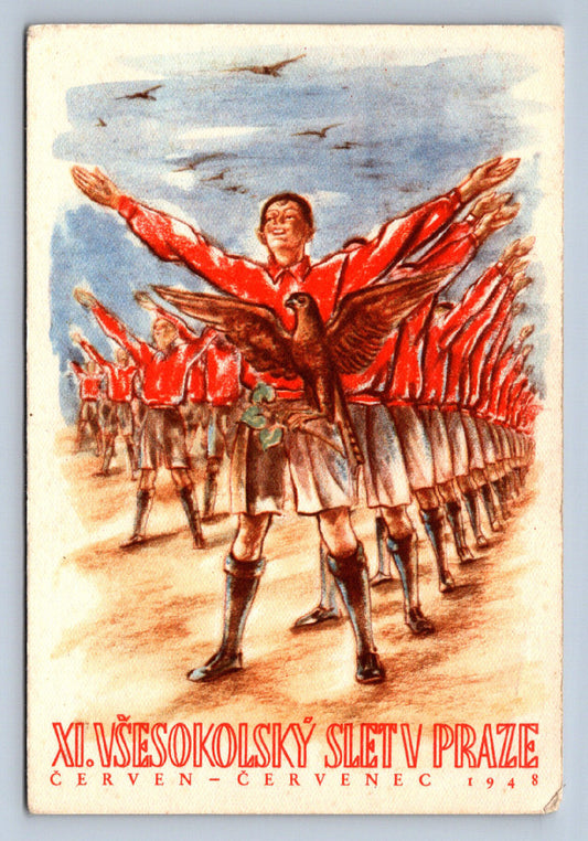 Pohlednice XI. VŠESOKOLSKÝ SLET V PRAZE ČERVENČERVENEC 1948 (X23275)