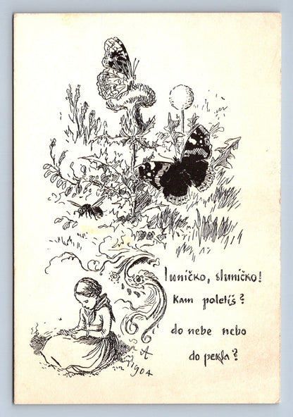 Pohlednice KRESLIL M. ALEŠ SLUNÍČKO, SLUNÍČKO! KAM POLETÍŠ? (X23278)