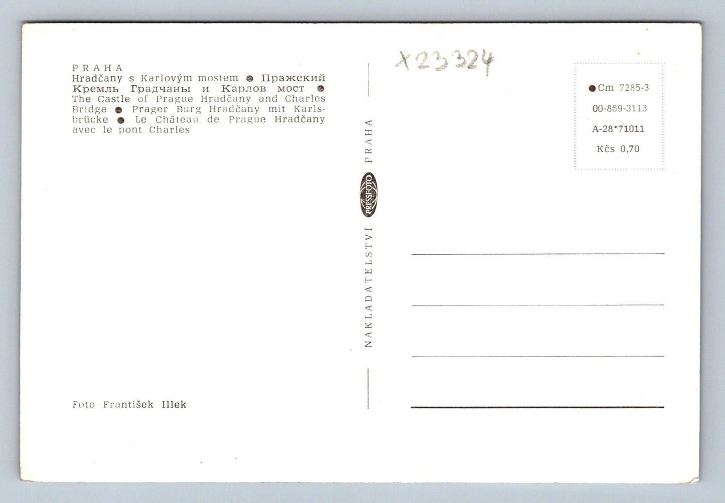 Postcard PRAGUE - HRADČANY WITH CHARLES BRIDGE (X23324)