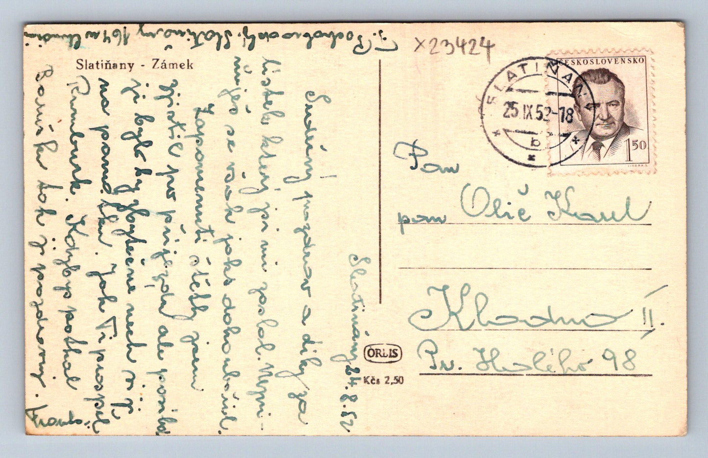 Postcard SLATIŇANY - CASTLE (X23424)