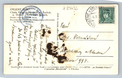 Postcard ORLICKÉ HORY - MASARYKOVA HUT 1018 M (X23432)