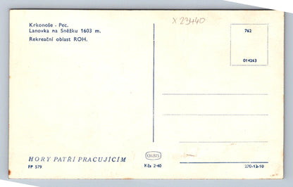 Postcard KRKONOSE - PEC. - CABLE CAR TO SNÚŽKO 1603 M (X23440)
