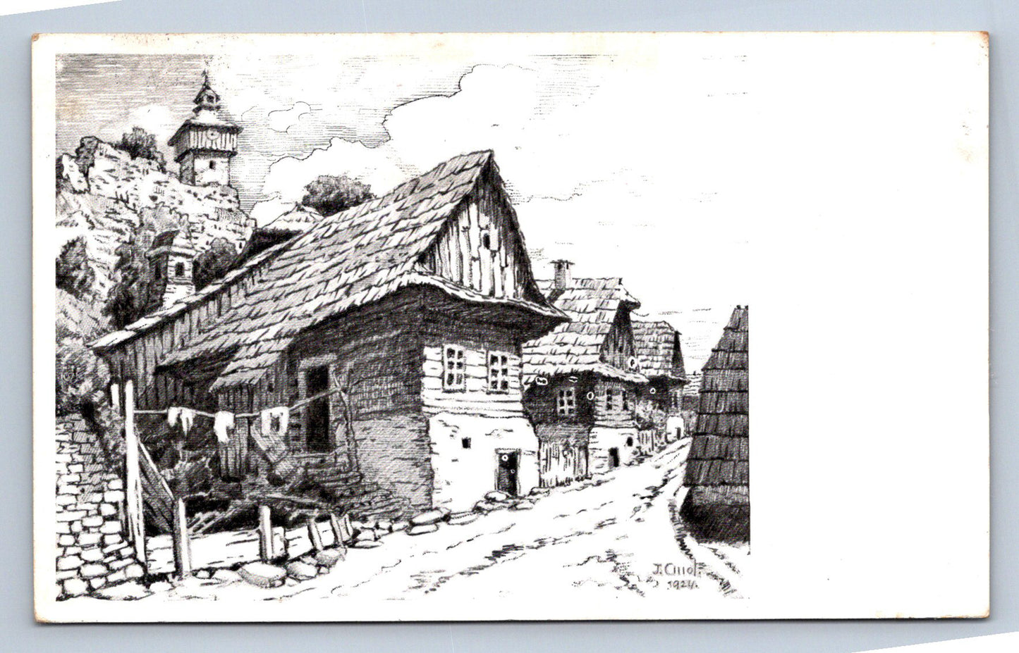 Postcard JAN CMOL: ŠTRAMBERSKÁ ALLEY (X23447)