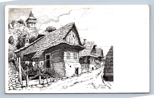 Postcard JAN CMOL: ŠTRAMBERSKÁ ALLEY (X23447)