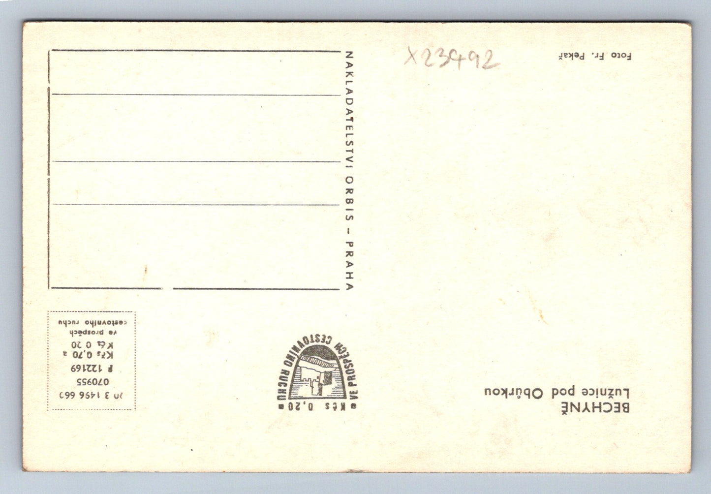 Postcard BECHYNĚ - LUŽNICE UNDER THE OBŮRKOU (X23492)