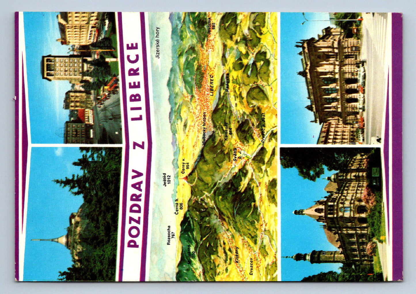 Postcard Ještěd Gottwald Square Museum FX Šaldy Theatre (X23534)