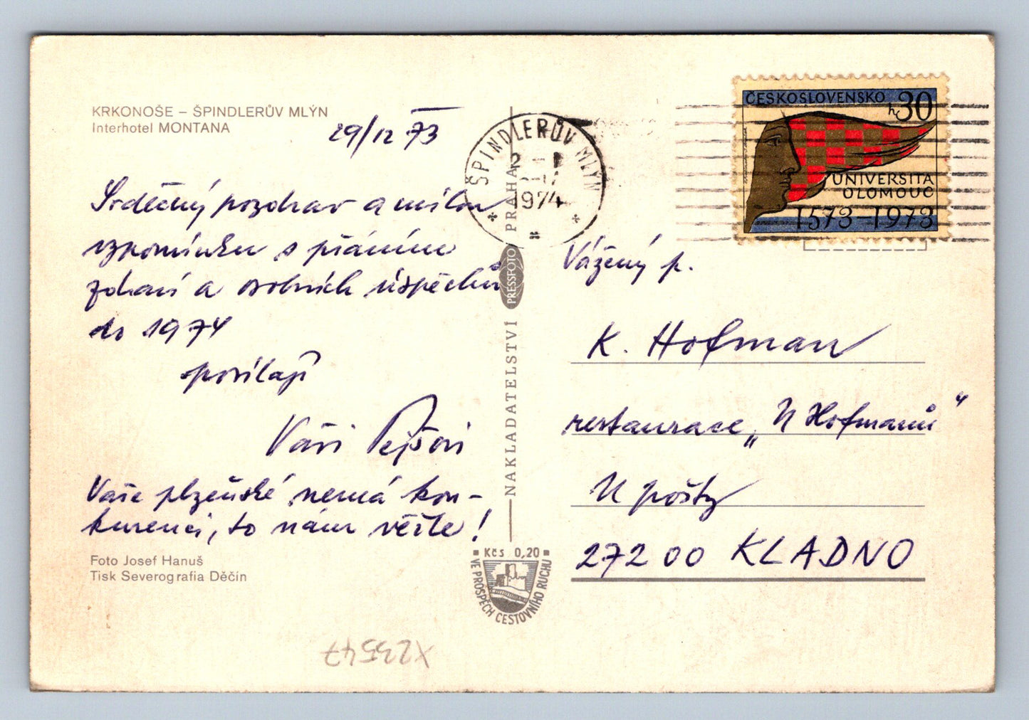 Postcard KRKONOSE - ŠPINDLERŮV MLÝN (X23547)