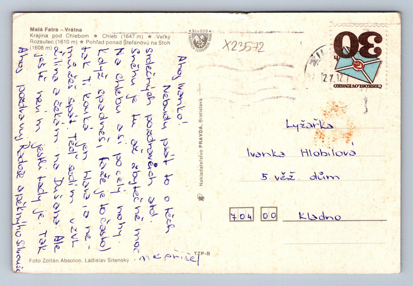 Postcard MÁLA FATRA - DOORMAN (X23572)