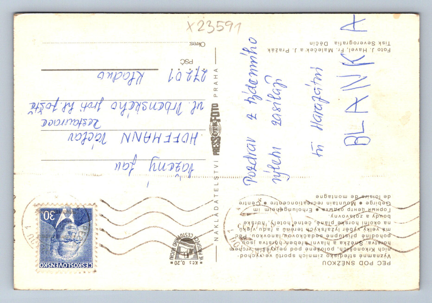 Pohlednice KRKONOŠE PEC POD SNĚŽKOU (X23591)