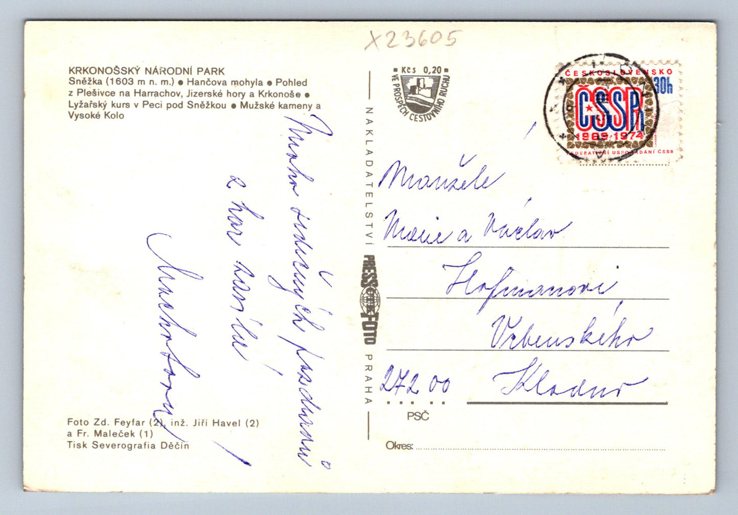 Pohlednice KRKONOŠSKÝ NÁRODNÍ PARK (X23605)