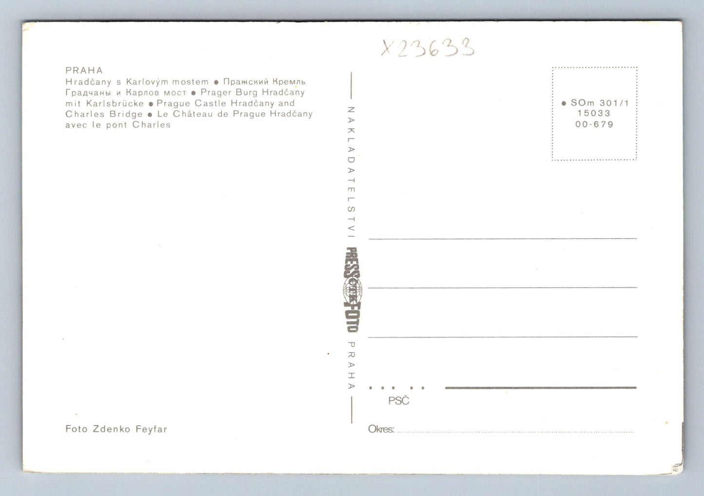 Postcard PRAGUE (X23633)