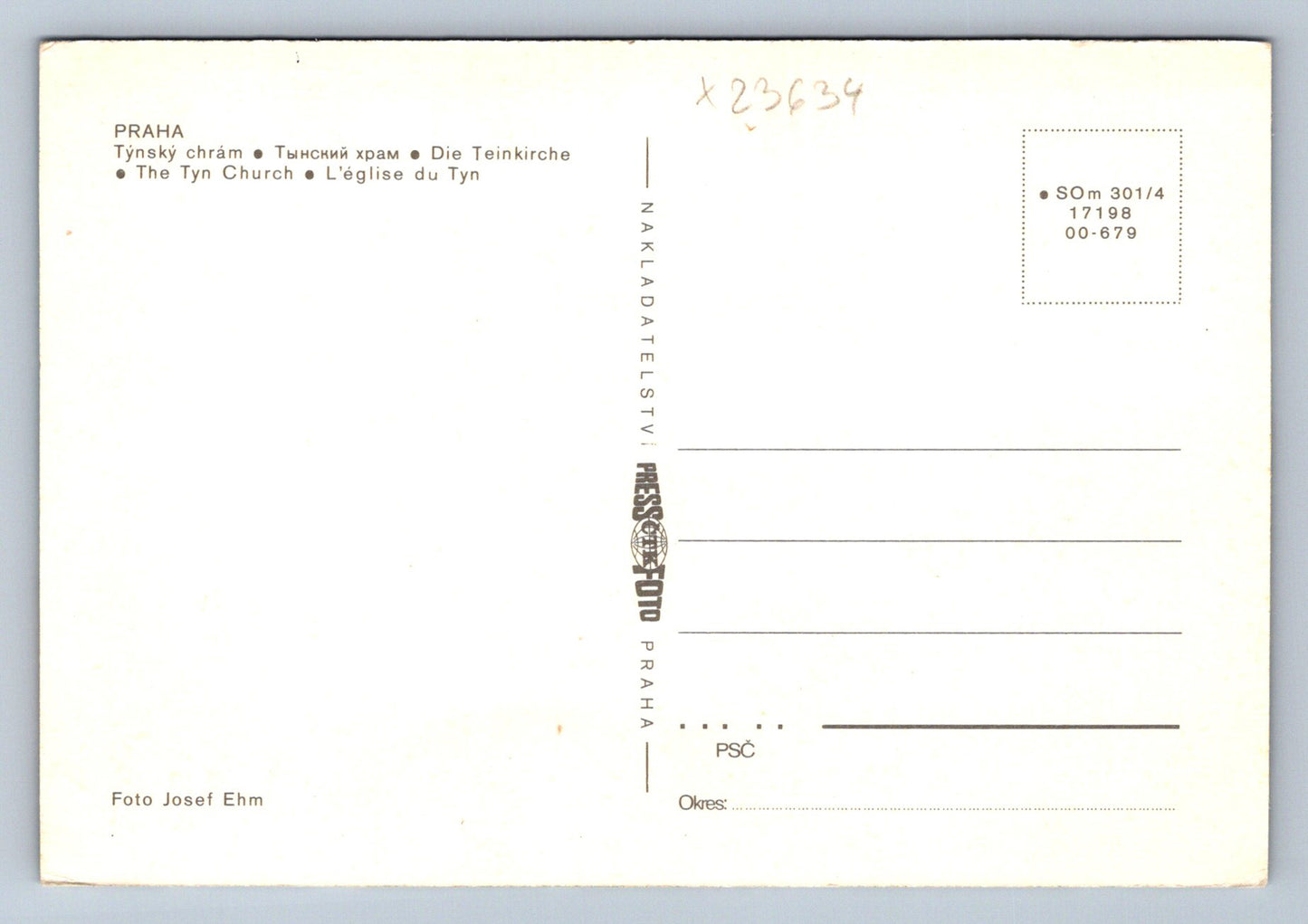 Postcard PRAGUE (X23634)