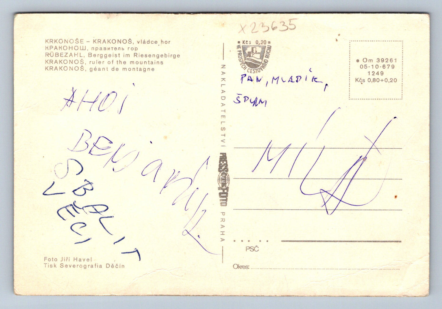 Postcard KRKONOS - KRKONOS - RULER OF THE MOUNTAINS (X23635)