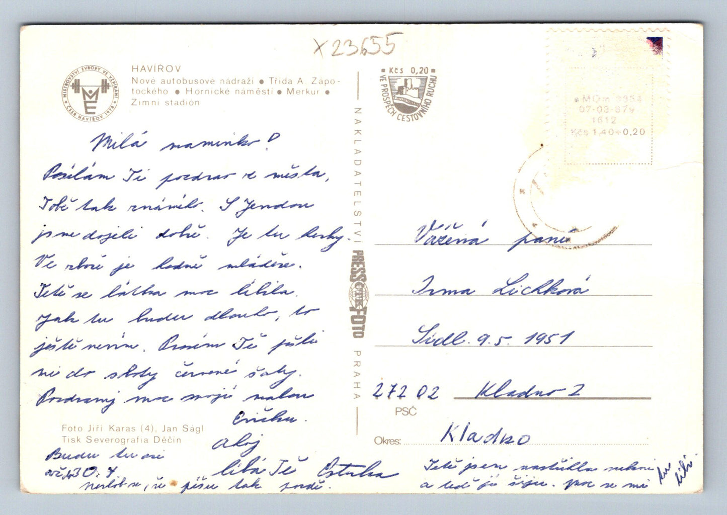 Postcard HAVÍŘOV (X23655)