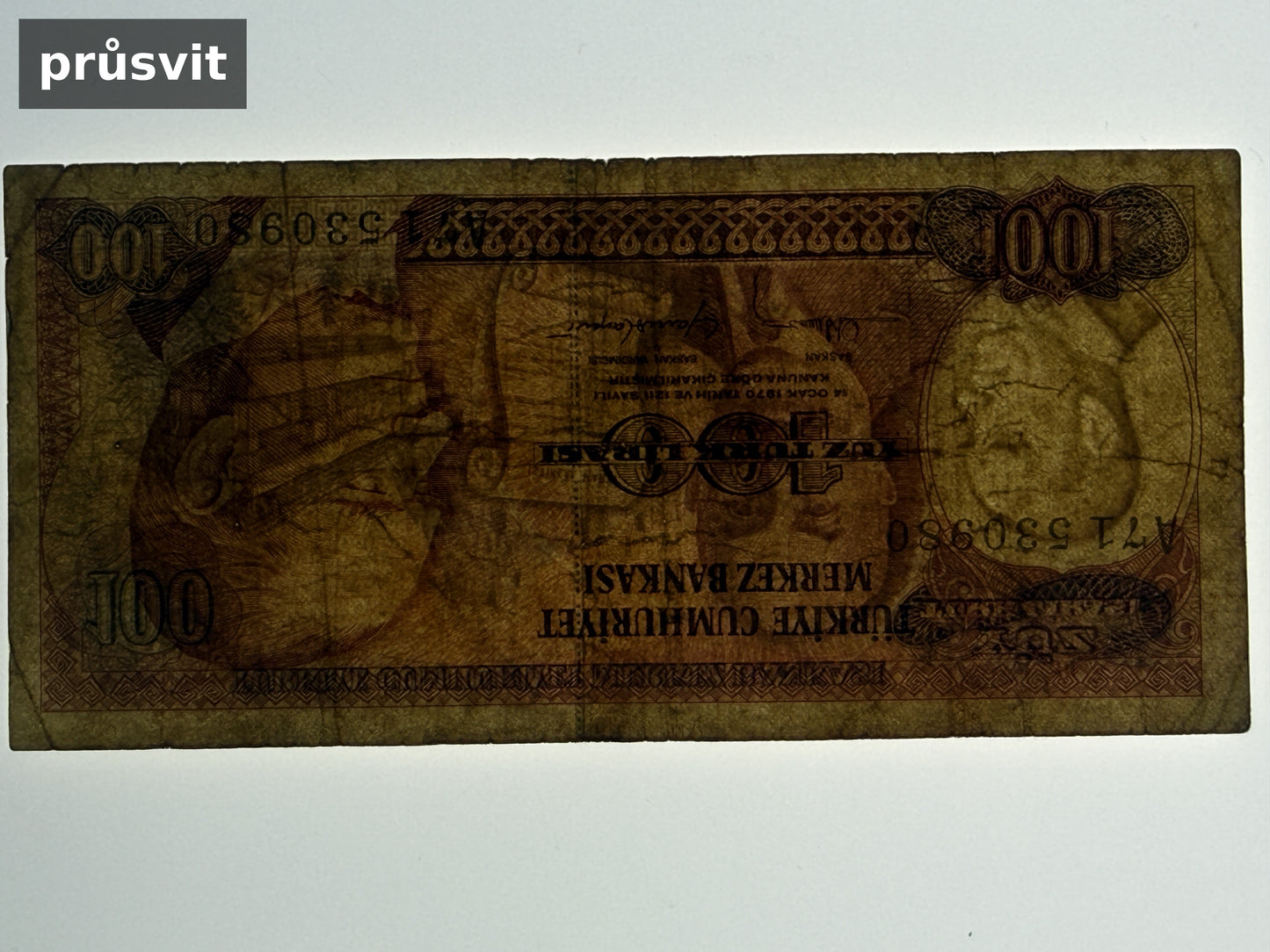 Bankovka Turecko 100 Lira 1970 A A71 530980 (B0101)