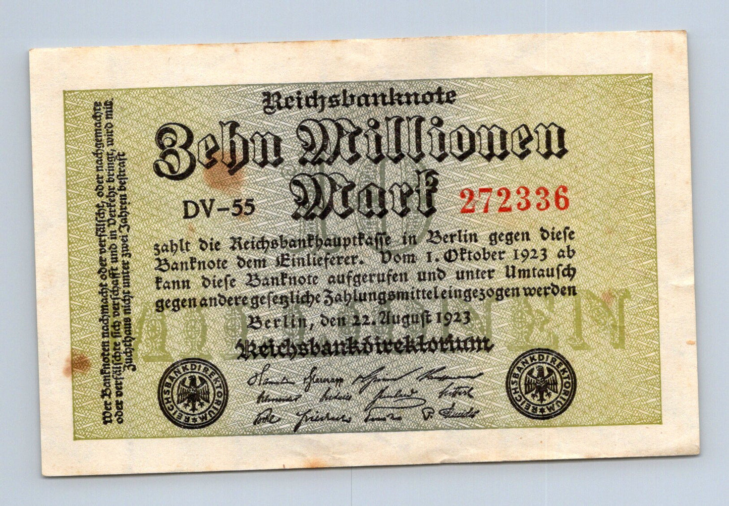 Bankovka Nemecko 10000000 Mark 1923 DV 55 272336 (B0102)