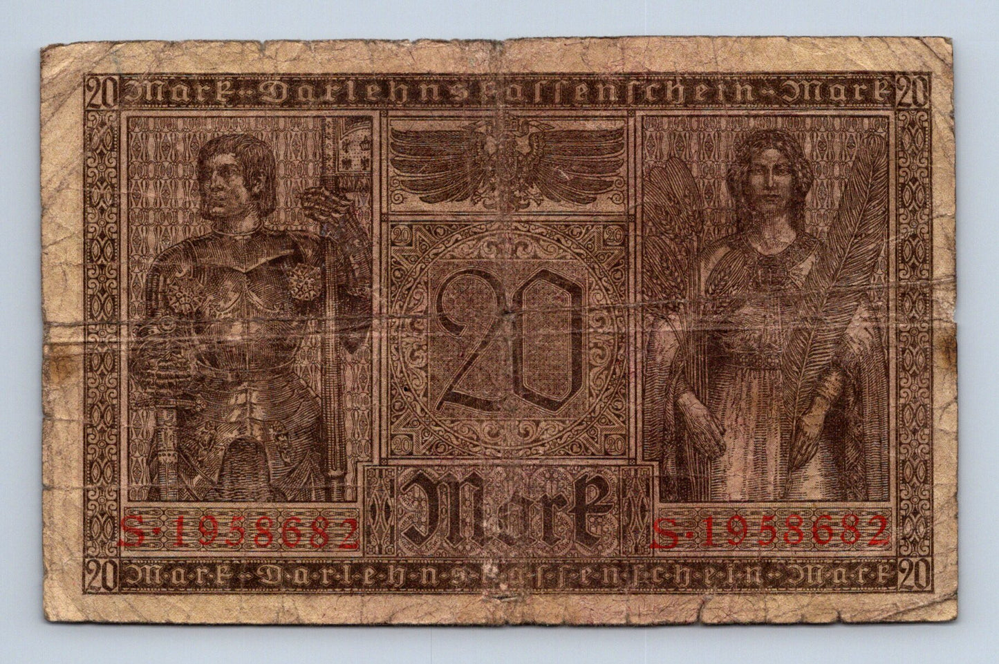 Bankovka Nemecko 20 Mark 1918 S 1958682 (B0104)