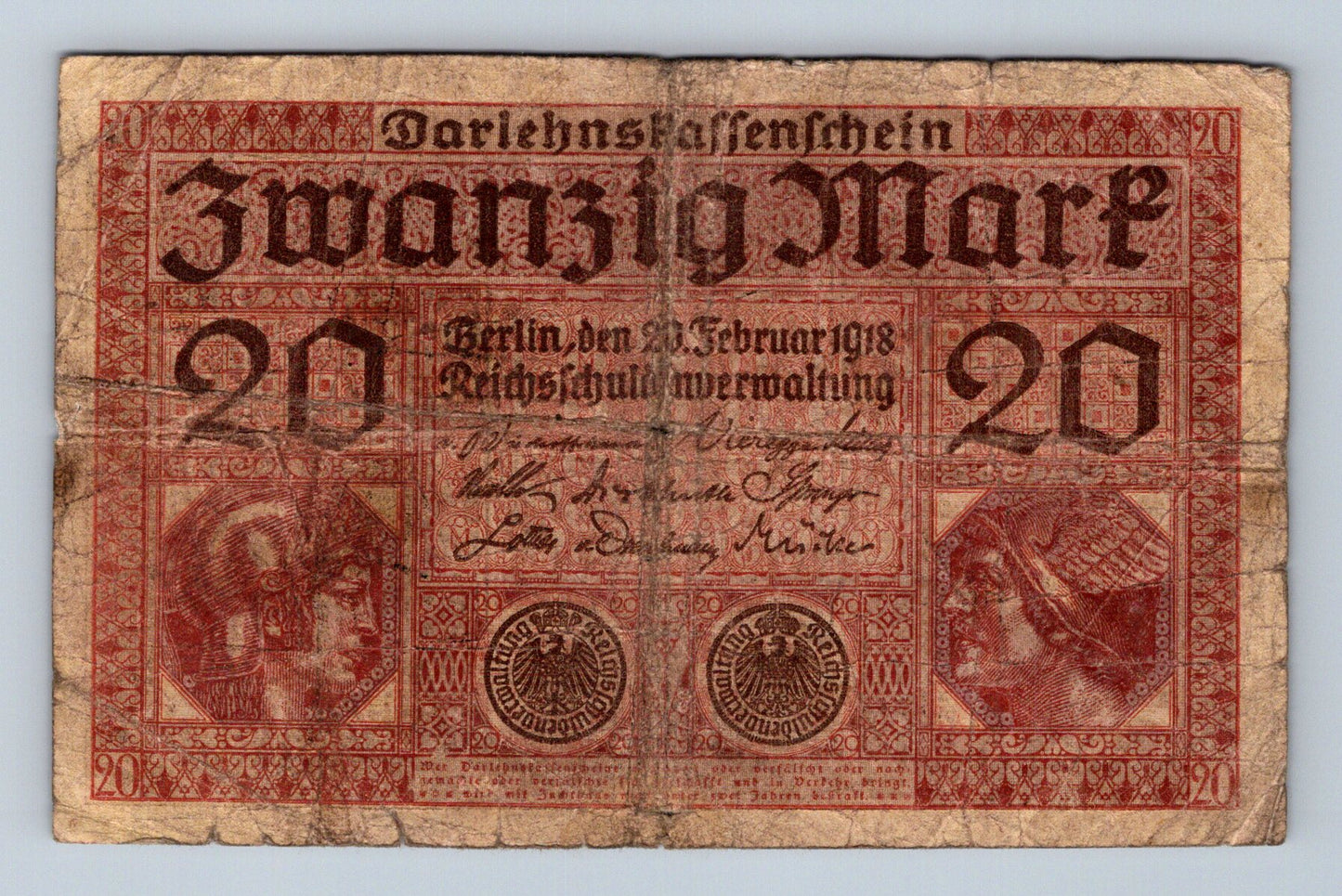 Bankovka Nemecko 20 Mark 1918 S 1958682 (B0104)