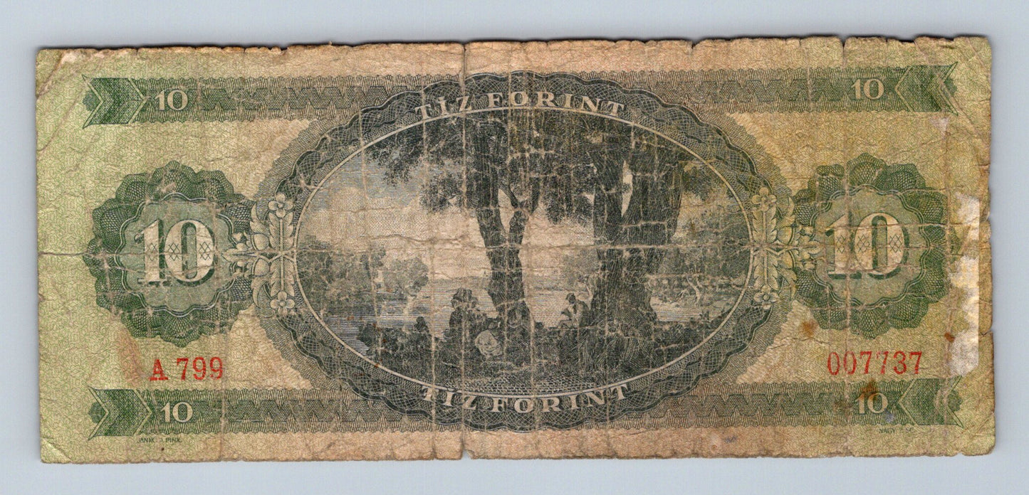 Bankovka Madarsko 10 Forint 1969 A 799 A799 007737 (B0105)