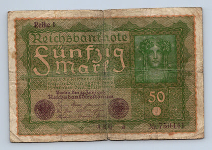 Bankovka Nemecko 50 Mark 1919 I Nº 750441 (B0111)