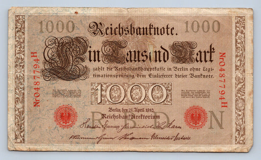 Bankovka Nemecko 1000 Mark 1910 0487794H (B0116)