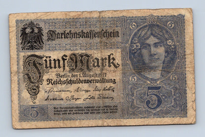 Bankovka Nemecko 5 Mark 1917 L L 18771131 (B0117)
