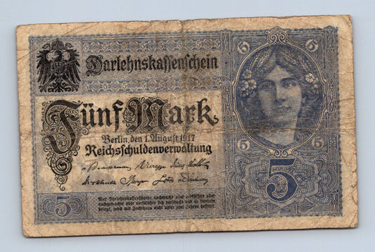 Bankovka Nemecko 5 Mark 1917 L L 18771131 (B0117)