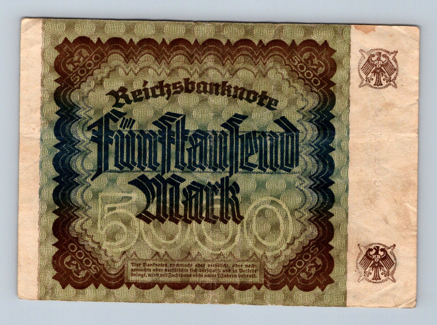 Bankovka Nemecko 5000 Mark 1922 T S T 586475 S (B0118)