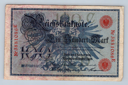 Bankovka Nemecko 100 Mark 1908 E 3881086 (B0119)