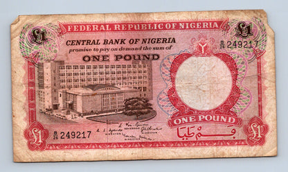 Bankovka Nigérie 1 Pound 1962 1968 B 26 249217 (B0121)