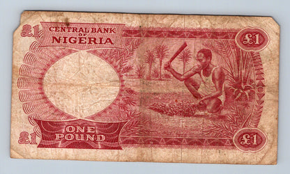 Bankovka Nigérie 1 Pound 1962 1968 B 26 249217 (B0121)