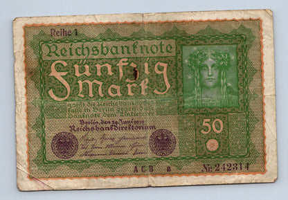 Bankovka Nemecko 50 Mark 1919 ACB a 242314 (B0122)