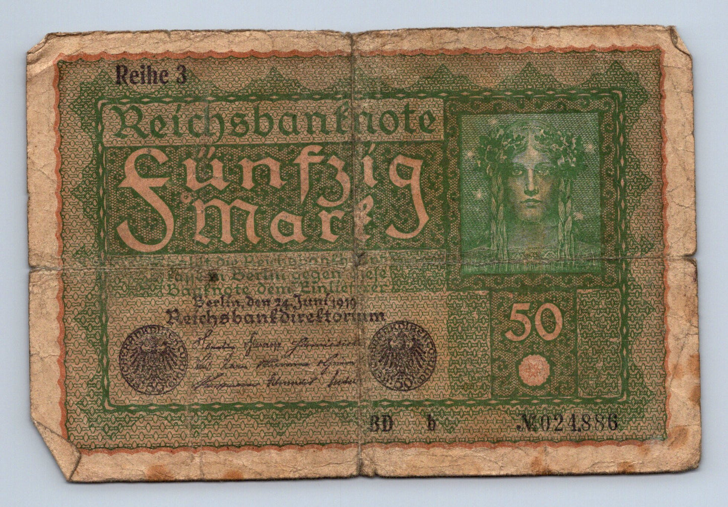 Bankovka Německo 50 Mark 1919 Reihe 3 M024886 (B0123)