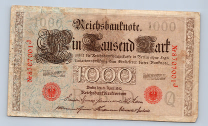 Bankovka Nemecko 1000 Mark 1910 8707001J (B0126)