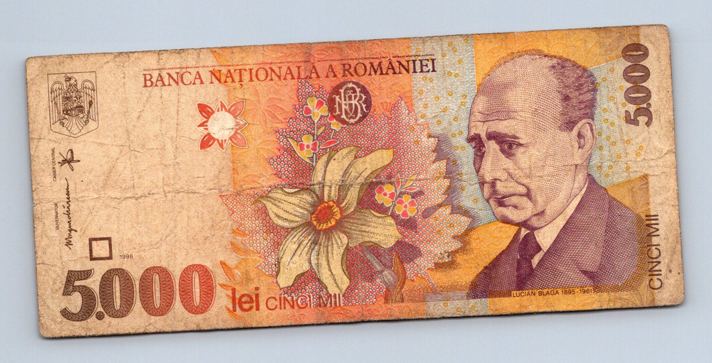 Bankovka Rumunsko 5000 Lei 1998 001A 001A9744456 (B0127)